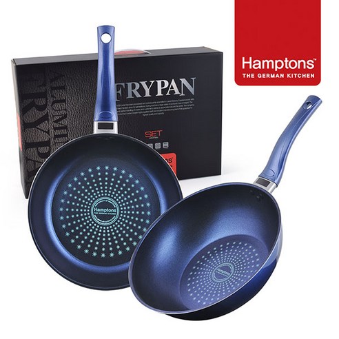 [Hamptons]독일햄튼 블루 인덕션 단조 궁중팬28CM(HTB-28W)