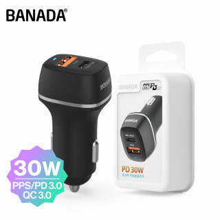 [밸류엠] 차량용 30W(PD3.0+QC3.0) 2포트 PPS 초고속 분리형 충전기  [BOX (x100EA)단위 구매가능]